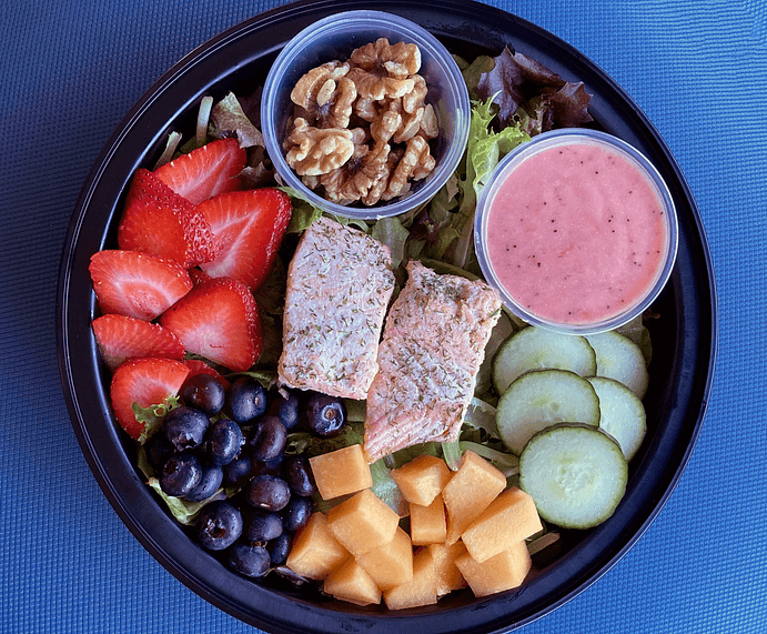 #5 Honey Berry Garden Salad with Chilled Poached Salmon